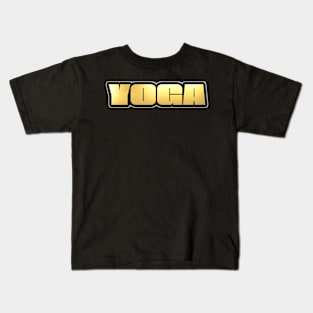 Shiny black and Gold YOGA word ver5 Kids T-Shirt